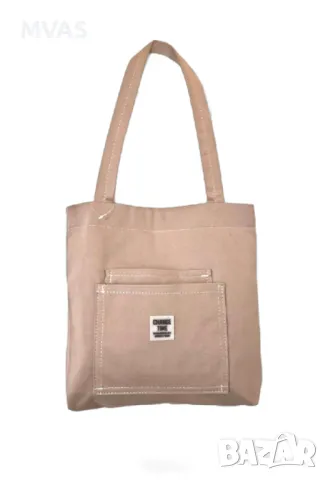 Нова дамска бежова розова платнена ежедневна чанта