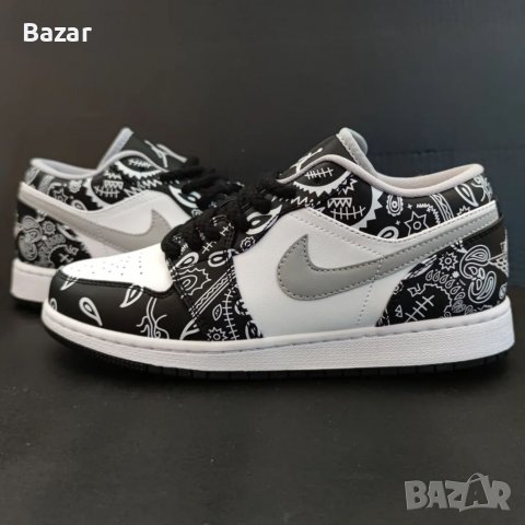 Nike Air Jordan 1 Low Bandana Grafitti Black White Grey Обувки Маратонки Кецове Номер 39 Размер Нови, снимка 1 - Маратонки - 39273607