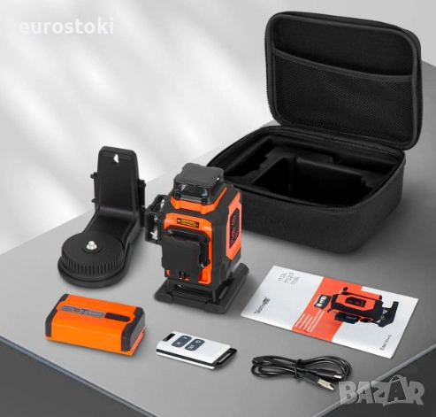 Лазерен нивелир TakamineTech с кръстосани линии, зелени лазерни диоди, 4 x 360 градуса, самонивелира, снимка 5 - Измервателни инструменти - 51852252