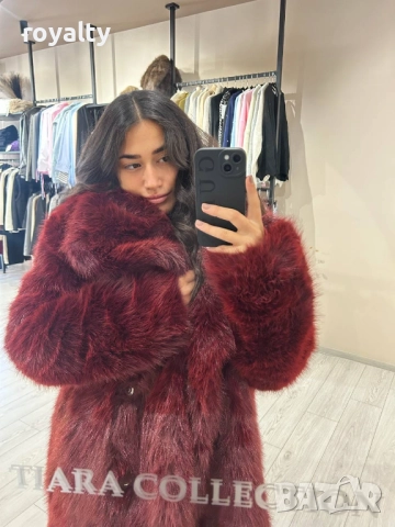 Червено Дамско Палто , снимка 2 - Палта, манта - 52885250