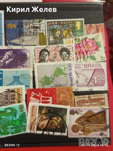 Стари пощенски марки от цял свят смесени БРАЗИЛИЯ, БЪЛГАРИЯ, за КОЛЕКЦИЯ ДЕКОРАЦИЯ 52071, снимка 3 - Филателия - 53233058