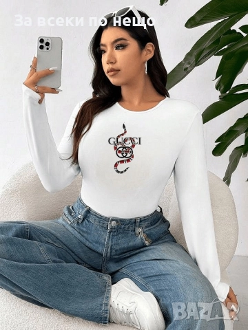 Gucci Дамска Бяла Блуза С Дълъг Ръкав Код LFS638