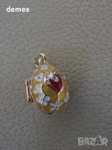 Фино дамско колие с висулка- Яйце Фаберже, ново, снимка 3 - Колиета, медальони, синджири - 53089208