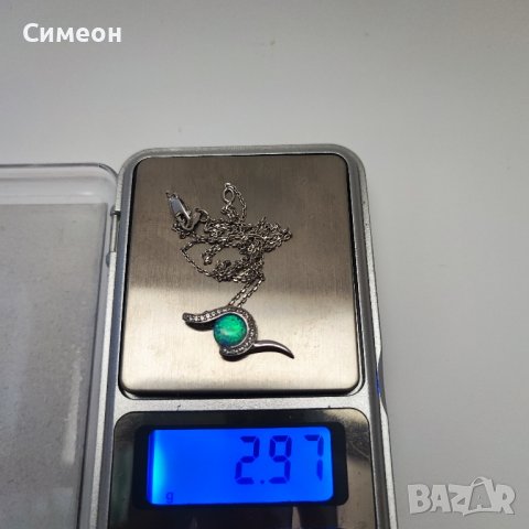 Сребърно колие с опал, снимка 2 - Колиета, медальони, синджири - 43887592