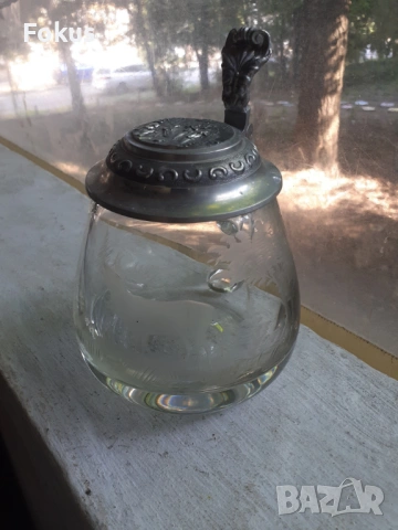 Стара немска халба за бира с ловна сцена - елен