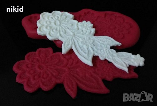 Красиво дантелено цвете 2 част тип вейнър дантела силиконов молд форма фондан декор торта гъмпейст, снимка 6 - Форми - 37625209