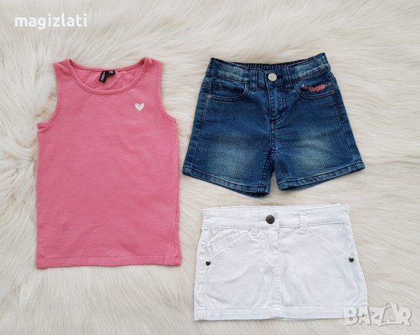 Къси дънки потник и дънкова пола 5-6 години, снимка 8 - Детски комплекти - 36754312