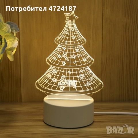 Холограмна 3D LED нощна лампа, 4W, 220V, снимка 6 - Настолни лампи - 53342439