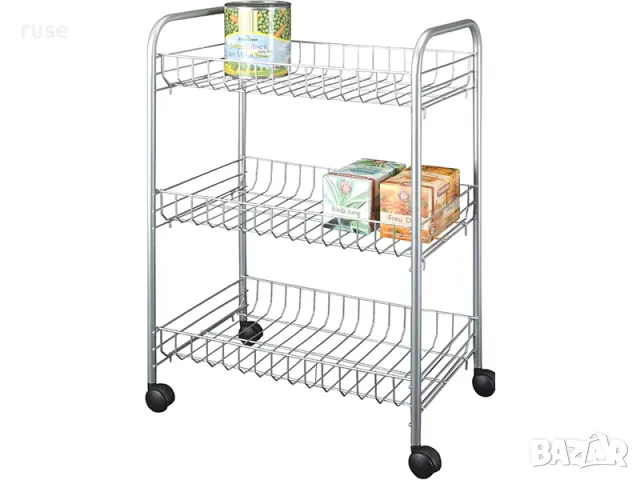 НОВИ! Количка с 3 рафта етажерка с колела 41x23x63 см, снимка 7 - Етажерки - 49832424
