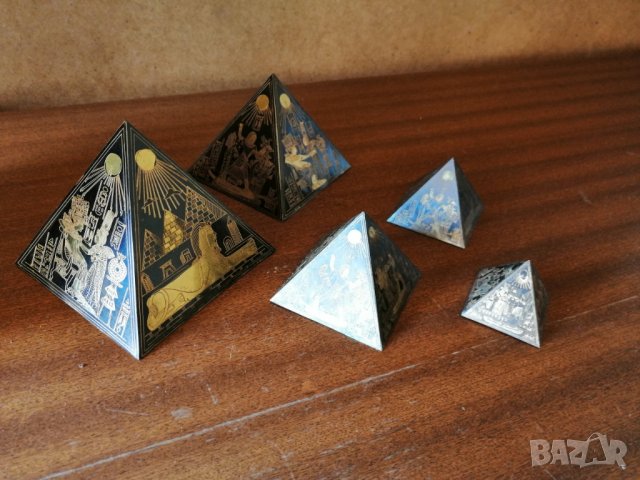 Египетски пирамиди - ръчно гравирани, снимка 1 - Декорация за дома - 38819640