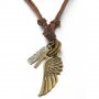 Верижка Кожена верига висулка ангел кръст крила мъже, снимка 1 - Колиета, медальони, синджири - 36634644