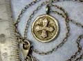 Стар ДВУСТРАНЕН РЕЛИГИОЗЕН СРЕБЪРЕН МЕДАЛЬОН КОЛИЕ СРЕБРО 925 РЪЧНА РЯДКА АРТ РАБОТА с ЦИРКОНИ 49923, снимка 1