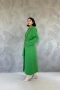 Дамско зелено палто с колан – елегантен дълъг модел, снимка 2