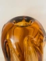 Стъклена ваза, стил Мурано, цвят медено-кехлибарен, снимка 3