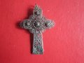 Уникален възрожденски сребърен кръст с камъни филигран, снимка 5