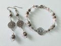 Прекрасен комплект бижута гривна и обици с Лечебният камък Майфанит и Планински кристали , снимка 4