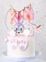 Заек Зайче с морков Happy Birthday сет топери картонени табела декор за торта рожден ден, снимка 1 - Други - 32925393