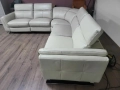 Кремав кожен ъглов диван с електрически релаксиращ механизъм, снимка 8