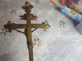 Старинен настолен бронзов кръст с разпятие , снимка 5