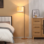Подова лампа HOMCOM с абажур от плат с дървена основа -30% от цената, снимка 1 - Настолни лампи - 36412167