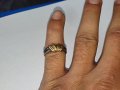 Сребърен пръстен 925 със злато 14 С, снимка 4