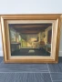 70х60см/стара картина масло върху платно/кухня-камина/дървена рамка, снимка 1