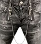 DSQUARED D2 Grey Zipped Painted Chain Biker Мъжки Дънки size 48 (32), снимка 4