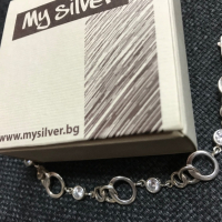 Сребърна гривна с циркони от "My Silver", снимка 1 - Гривни - 44890189