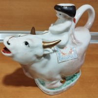 Стара порцеланова фигура, чайник, крава, 1964 г., снимка 3 - Колекции - 40762500
