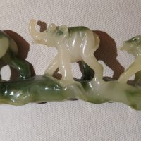 Стадо слончета, имитация нефрит, снимка 2 - Антикварни и старинни предмети - 35390127