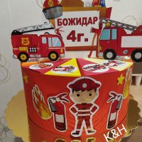 Картонена торта Пожарникари и спасители , снимка 1 - Други - 36806325