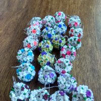Обици букет  от ръчно изработени цветя от полимерна глина , снимка 2 - Обеци - 22145094