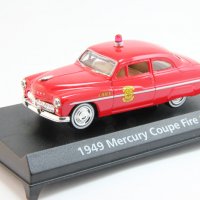 Mercury Coupe 1949 Fire Chief -  мащаб 1:43 на MotorMax модела е нов в PVC дисплей-кейс, снимка 1 - Колекции - 28109271