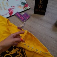 Нова блузка с голо рамо в жълт цвят на намаление, снимка 3 - Блузи с дълъг ръкав и пуловери - 27151851