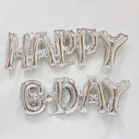  HAPPY B*DAY сребрист надпис Балони фолио фолиев рожден ден , снимка 1 - Други - 27006072