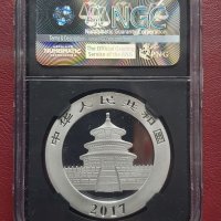 10 юана ПАНДА сертифицирана сребърна монета -  2017 г., снимка 2 - Нумизматика и бонистика - 37417748