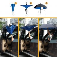 2190 Обърнат чадър двупластов противоветрен чадър с обратно затваряне и отваряне, снимка 9 - Други - 32940413