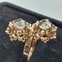 Стар дамски златен пръстен с диаманти, снимка 16 - Пръстени - 43574682
