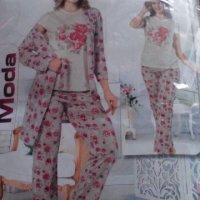 Дамска пижама, комплект с халат и пантофи, снимка 2 - Пижами - 26704359