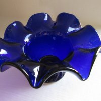 Красива кобалт синя фруктиера, стъкло, снимка 1 - Декорация за дома - 40203776
