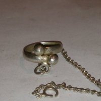 Сребърен пръстен дамски със синджирче - 11938, снимка 4 - Пръстени - 28910715