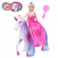 Кукла принцеса с вълшебен светлинен еднорог, снимка 1 - Кукли - 43293950
