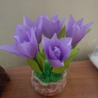 декорация със сатенени цветя , снимка 3 - Изкуствени цветя - 43821741