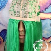 Средна Дължина Перука Прическа Стил Каре в Цвят Атрактивно Светло Зелен КОД 8367, снимка 8 - Аксесоари за коса - 33607339