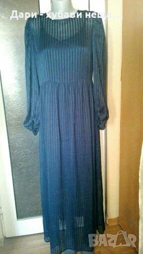 Тъмно синя дълга рокля👗🍀M/L,L👗арт.2034🍀, снимка 1