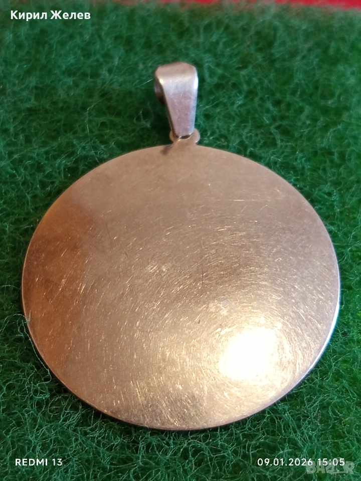 Кръгъл сребърен медальон за гравиране или поставяне на снимка класически модел 51989, снимка 1