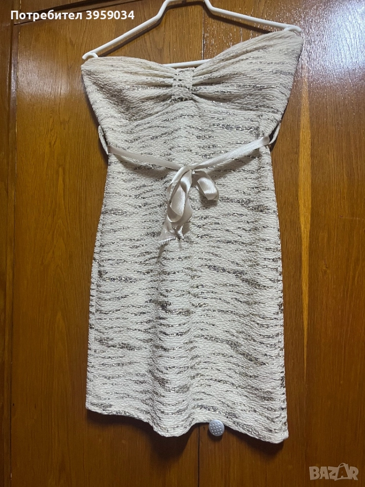 Златисто бежова рокля С/М, снимка 1