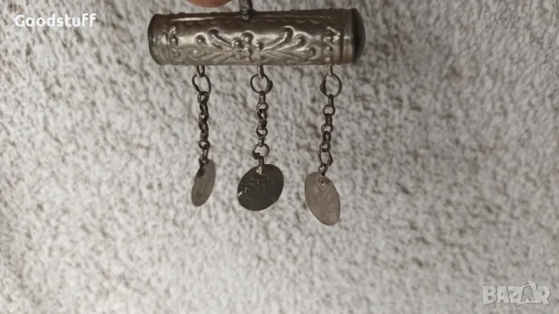 Муска,възрожденско бижу,калем,сребро,амулет,акчета османска монета, снимка 1