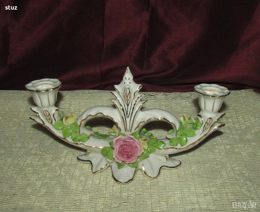 Порцеланов двоен свещник Dresden, снимка 1