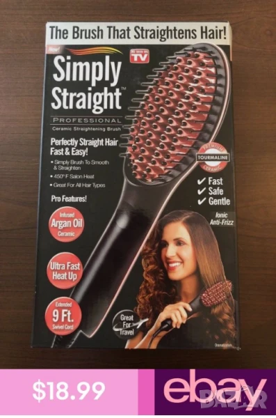 Четка за изправяне и изсушаване с LCD дисплей и 3D керамични цилиндри, снимка 1